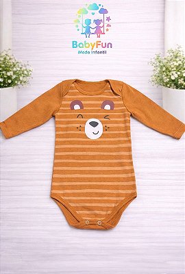 Body Bebê Manga Longa em Ribana Tamanho GG