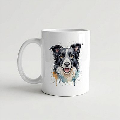 Caneca Border Collie Branca 325ml