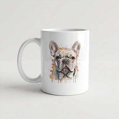 Caneca Buldogue Francês Branca 325ml