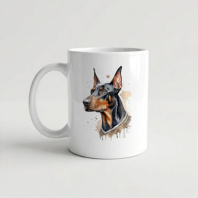 Caneca Doberman Branca 325ml