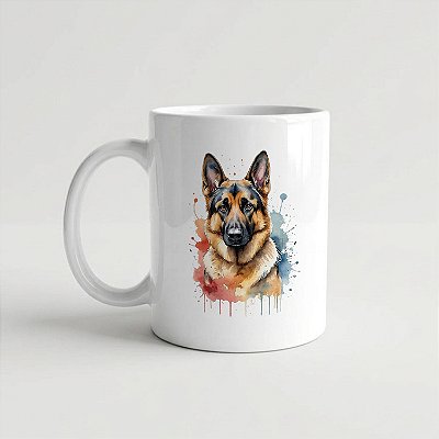 Caneca Pastor Alemão Branca 325ml
