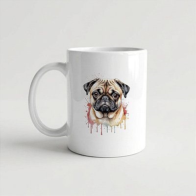 Caneca Pug Branca 325ml