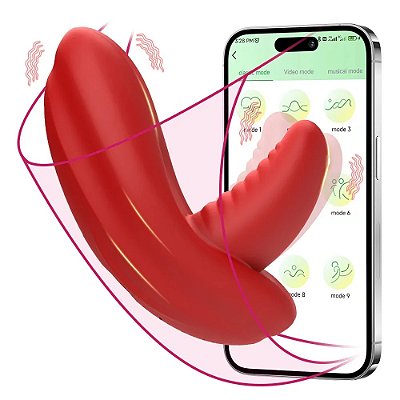 Vibrador de calcinha em formato de boca por aplicativo VIT13005