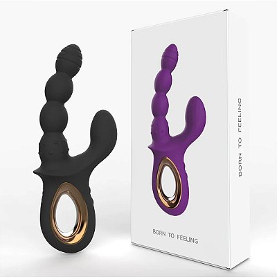 Vibrador em formato glande com estimulador clitoriano