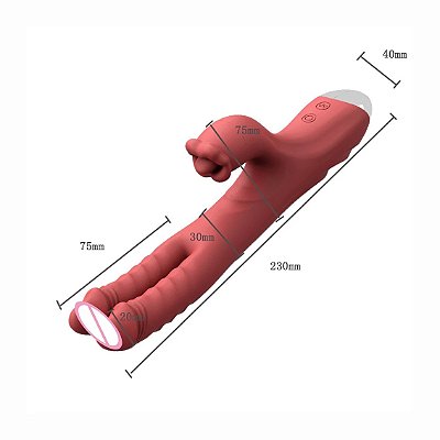 Vibrador duplo vai e vem com estimulador clitoriano