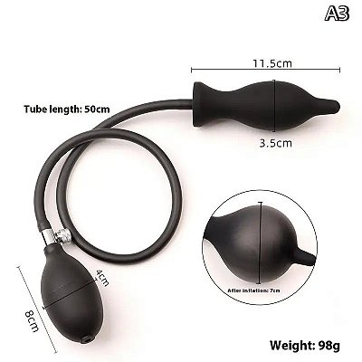 Plug anal inflável de silicone