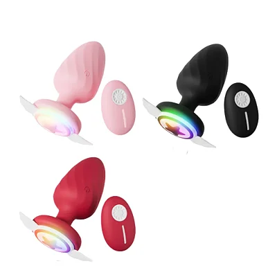 Plug anal vibratório em silicone com led e controle remoto