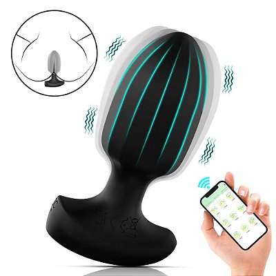 Plug anal vibratório por aplicativo em silicone