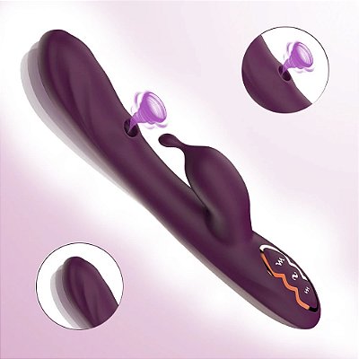 Vibrador ponto G com sugador e tripla estimulação