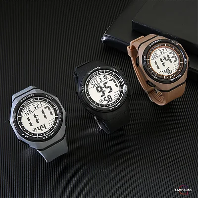 Relógio Digital Masculino 50M À Prova D Água Original Multifuncional Com Led Alarme Cronômetro