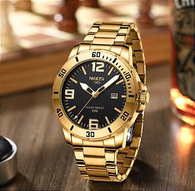 Relógio Masculino Nibosi 2589, Luxo em Aço Inoxidável – Elegância, Precisão e Resistência à Água para o Dia a Dia e Negócios