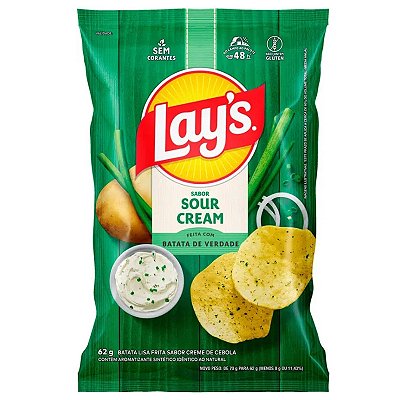 Batata Lays Sour Cream 62g - 5 unidades