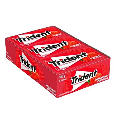 Chiclete Trident Morango 8g - Caixa com 21 unidades