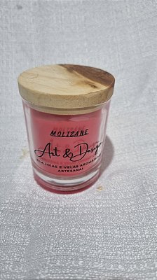 Vela Aromática Rosas Vermelhas 60g – Lembrancinha com Tampa de Madeira
