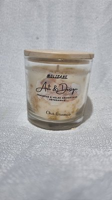 Vela Aromática Chá Branco 170g – Detalhes em Folha de Ouro