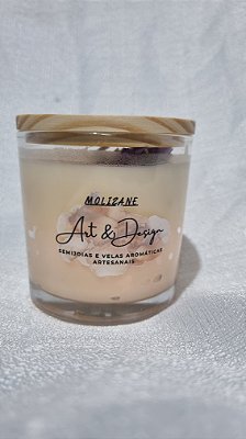 Vela Aromática Romã 170g – Vidro com Tampa de Madeira