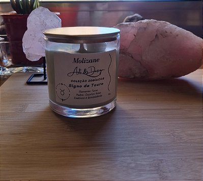 Vela do Signo Touro – Conforto, Terra / Quartzo Rosa 170g