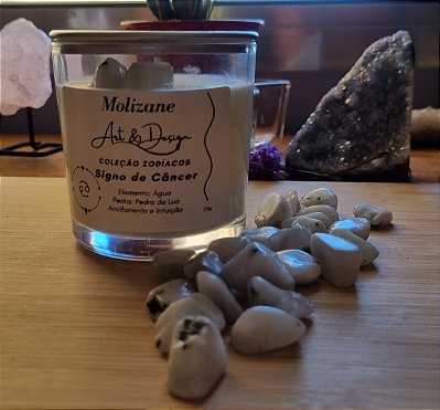 Vela do Signo Câncer – Intuição, Aconchego e Pedra da Lua 170g