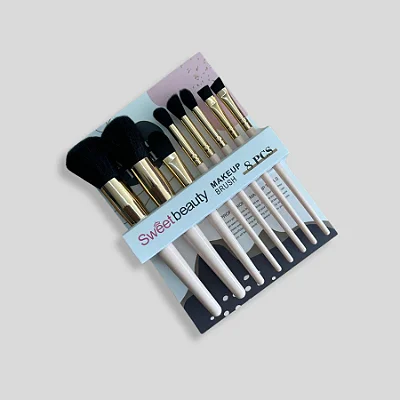 12 Kits 8 Pincéis Profissionais Sweet Beauty - Cabo Rosa e Dourado