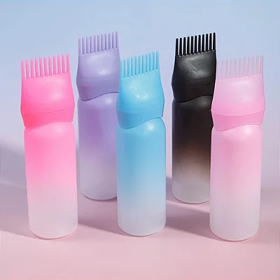 12 Frascos Aplicadores com Pente para Tinta de Cabelo Tintura 120ml