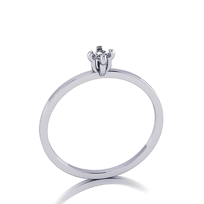 Anel Solitário Clássico Delicado Prata 925 com Zircônia Feminino