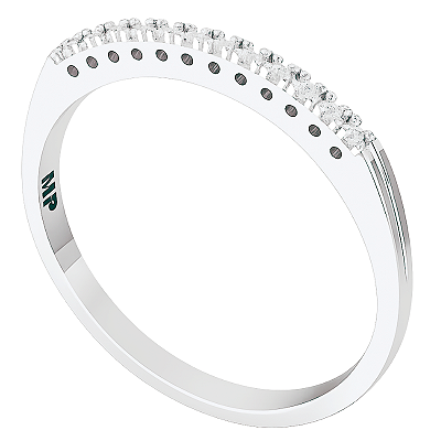 Anel Meia Aliança Delicada Prata 925 com Zircônias Feminino