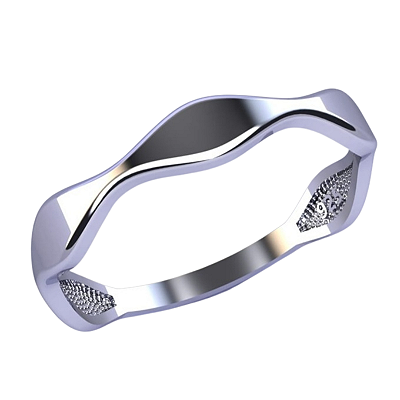 Anel Ondulado Prata 925 Feminino Design Minimalista