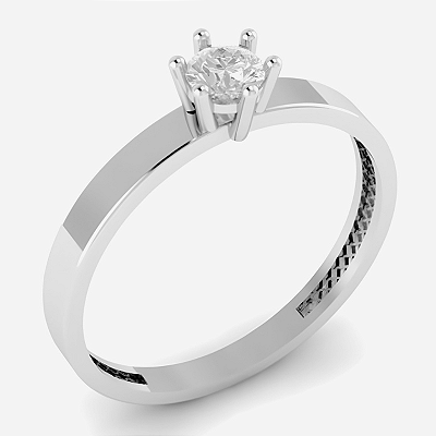 Anel Solitário Prata 925 com Zircônia 6 Garras Feminino Clássico