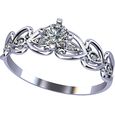 Anel Solitário Prata 925 com Zircônia Arabesco Feminino