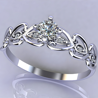 Anel Solitário Prata 925 com Zircônia Arabesco Feminino