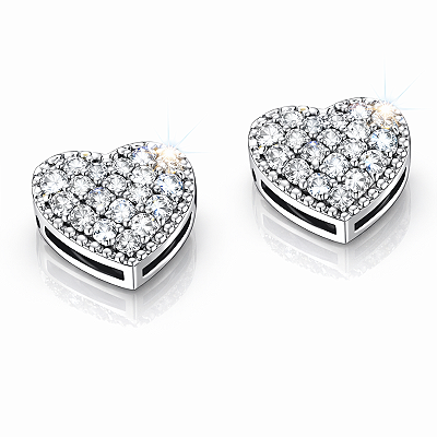 Brinco Coração Prata 925 com Zircônias Feminino