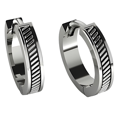 Brinco Argola Prata 925 Masculino Texturizado Moderno