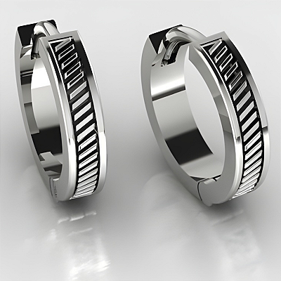 Brinco Argola Prata 925 Masculino Texturizado Moderno