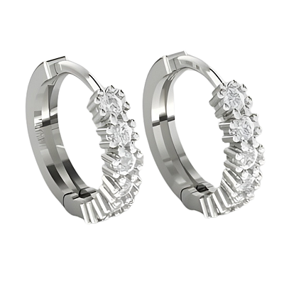 Brinco Argola Prata 925 com Zircônias Cravejadas Feminino Tamanho M