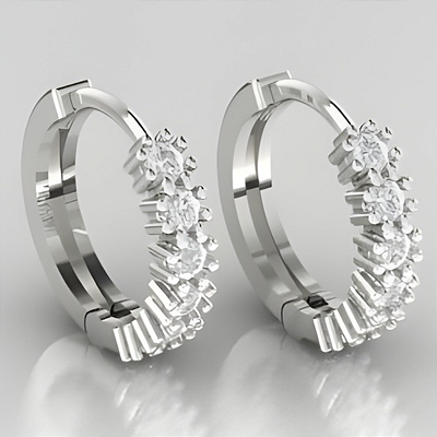 Brinco Argola Prata 925 com Zircônias Cravejadas Feminino Tamanho M