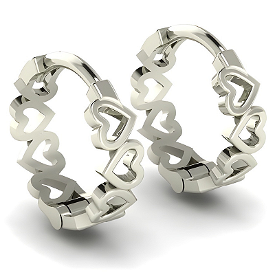 Brinco Argola Coração Prata 925 Feminino Vazado Tamanho G