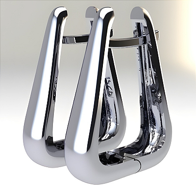 Brinco Argola Geométrica Prata 925 Feminino Moderno