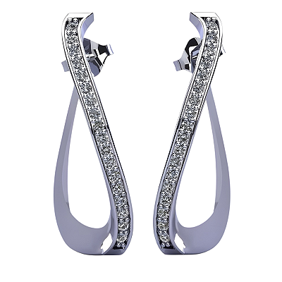 Brinco Alongado Prata 925 com Zircônias Feminino Elegante