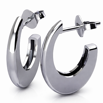 Brinco Argola Aberta Prata 925 Feminino Design Moderno