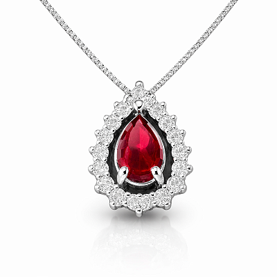 Pingente Gota Vermelha Prata 925 com Zircônias Feminino