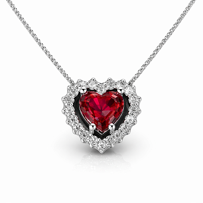 Pingente Coração Vermelho Prata 925 com Zircônias Feminino