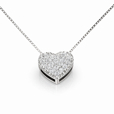 Pingente Coração Cravejado Prata 925 com Zircônias Feminino