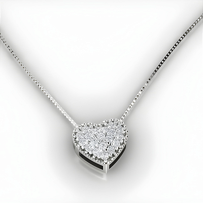 Pingente Coração Cravejado Prata 925 com Zircônias Feminino