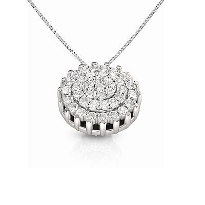 Pingente Redondo Cravejado Prata 925 com Zircônias Feminino