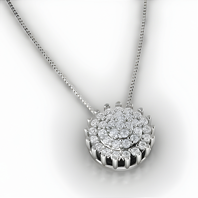 Pingente Redondo Cravejado Prata 925 com Zircônias Feminino