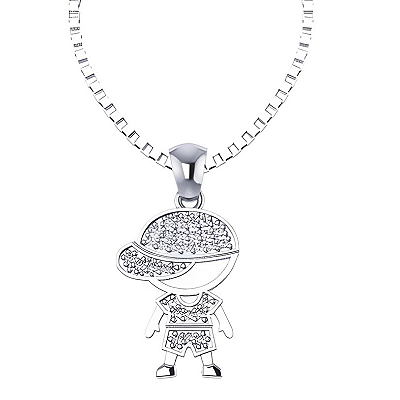 Pingente Menino Prata 925 Cravejado com Zircônias