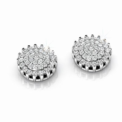 Brinco Redondo Feminino Prata 925 com Zircônias