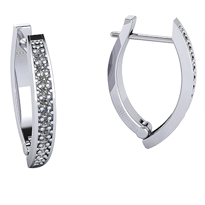 Brinco Argola Alongada Prata 925 com Zircônias Feminino Elegante