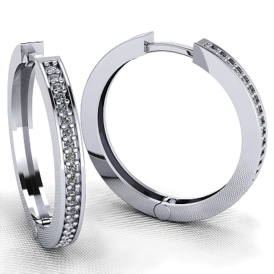 Brinco Argola Grande Prata 925 com Zircônias Feminino Sofisticado