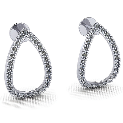 Brinco Gota Prata 925 com Zircônias Feminino Elegante